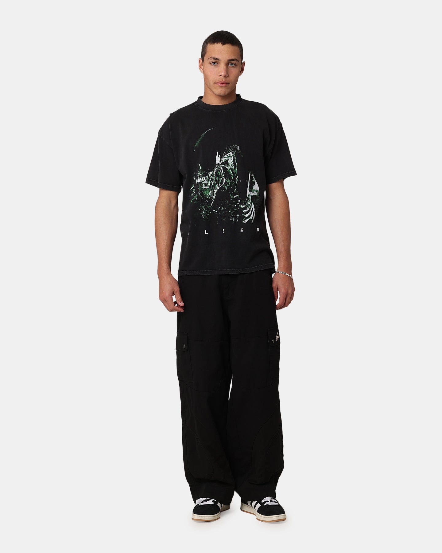 Goat Crew Alien Vintage T-Shirt Black Acidwash Friction Free Inner Lining Soft and Light Wear