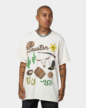 Chill Wear Easy to Style Goat Crew All Over Houston Vintage T-Shirt Off White