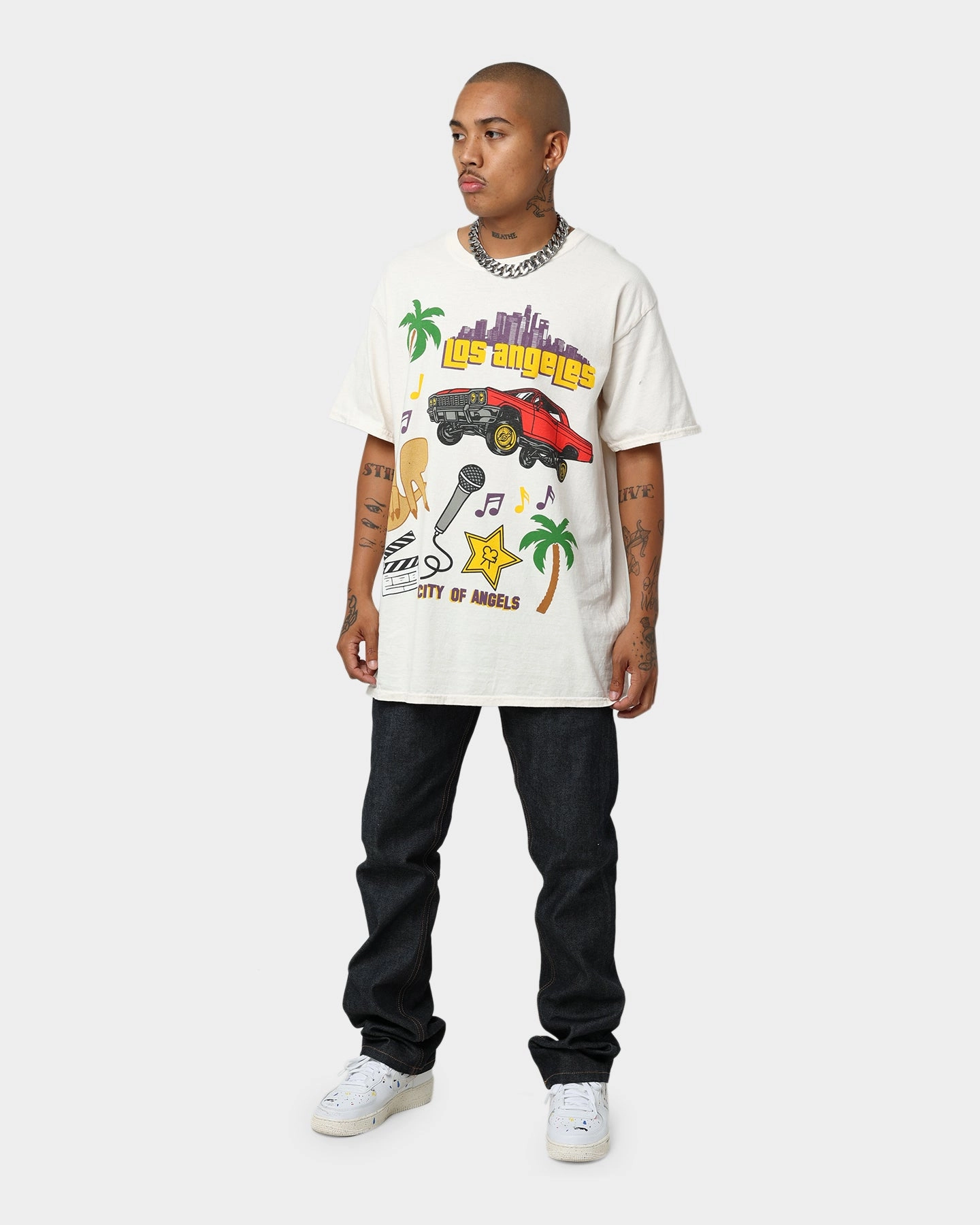 Goat Crew All Over Los Angeles Vintage T-Shirt Off White Indoor Event Comfy Essentials Wear