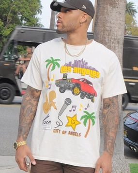 Goat Crew All Over Los Angeles Vintage T-Shirt Off White Outdoor Leisure Look