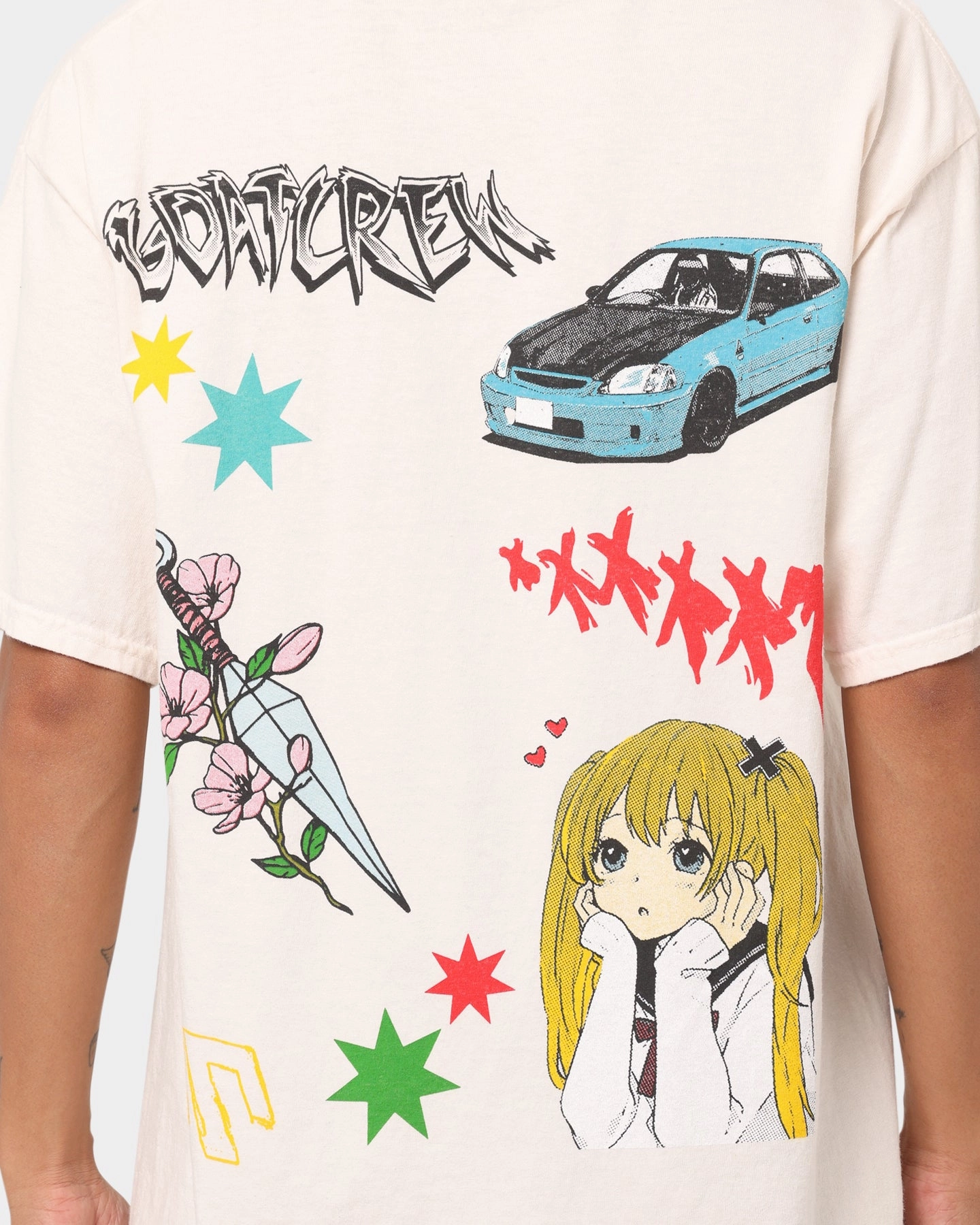 Goat Crew All Over Manga Vintage T-Shirt Off White Trendy Wearable