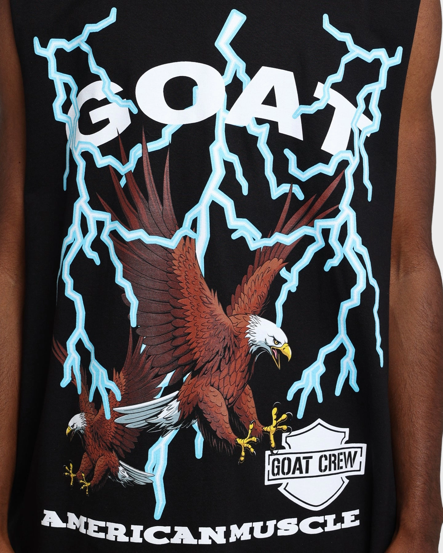 On-the-Go Fashion Goat Crew American Muscle Muscle T-Shirt Black