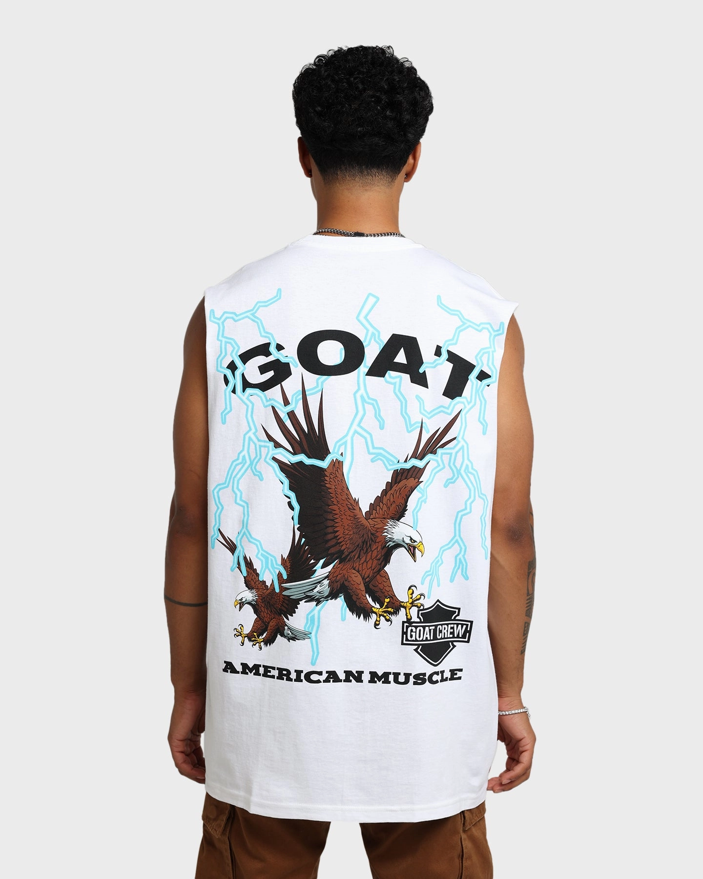 Ultimate Wear High Density Weave Goat Crew American Muscle Muscle T-Shirt White