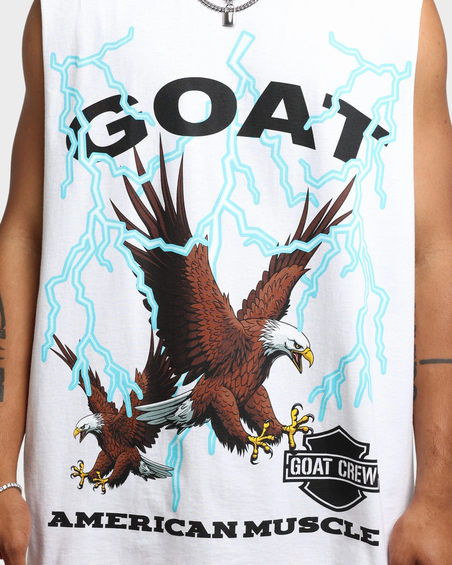 Goat Crew American Muscle Muscle T-Shirt White Pre Shrunk Cotton