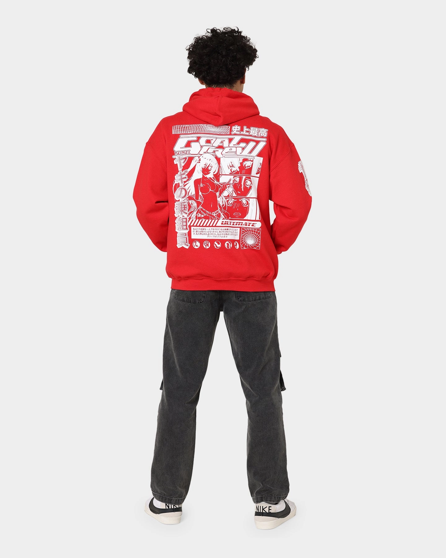 Goat Crew Anime Hoodie Red NonRestrictive Armholes Perforated Underarm Vents