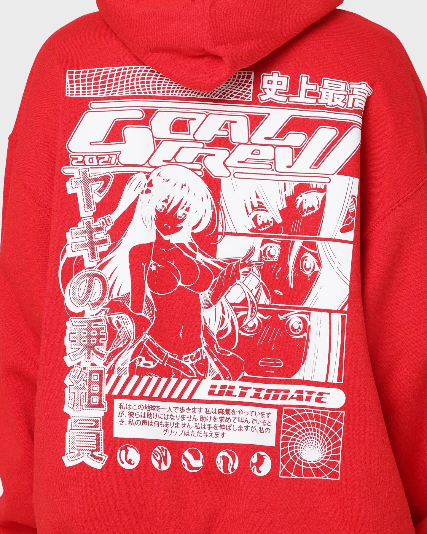 Goat Crew Anime Hoodie Red All-Weather Comfort Urban Motion