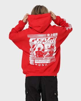 ZipperClosure Cold Weather Goat Crew Anime Hoodie Red