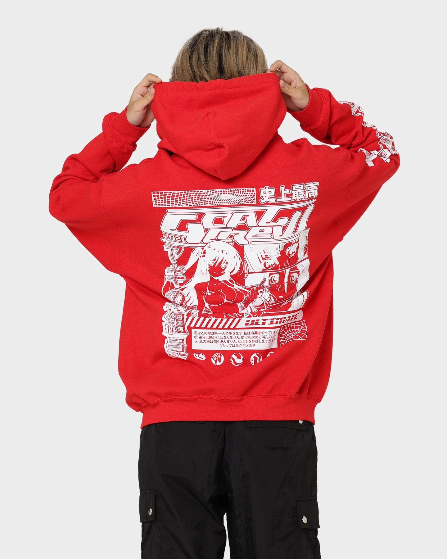 ZipperClosure Cold Weather Goat Crew Anime Hoodie Red