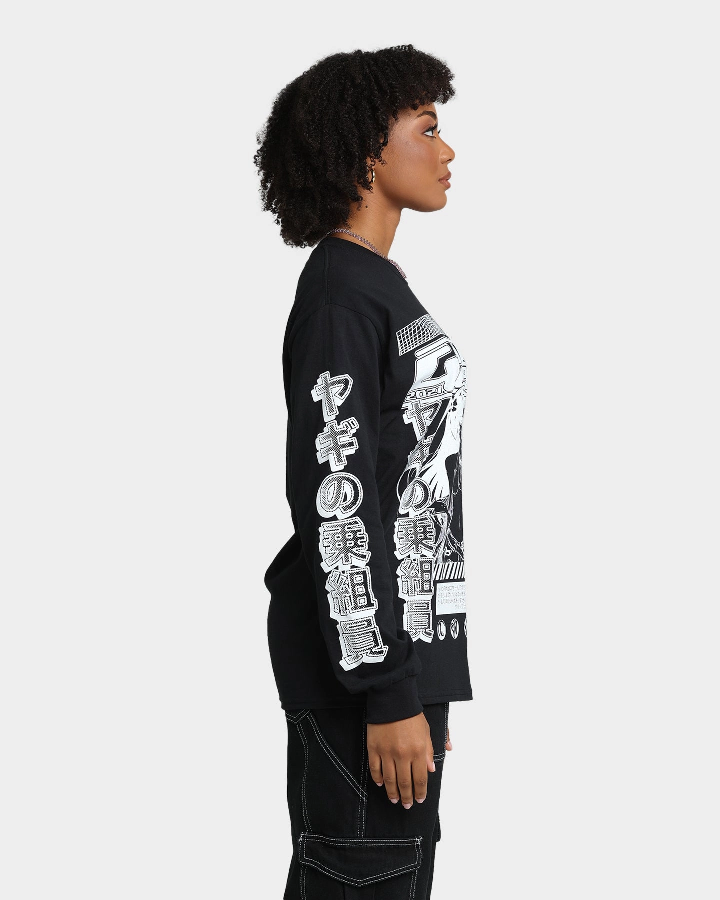 Goat Crew Anime Long Sleeve T-Shirt Black Lightweight Wear