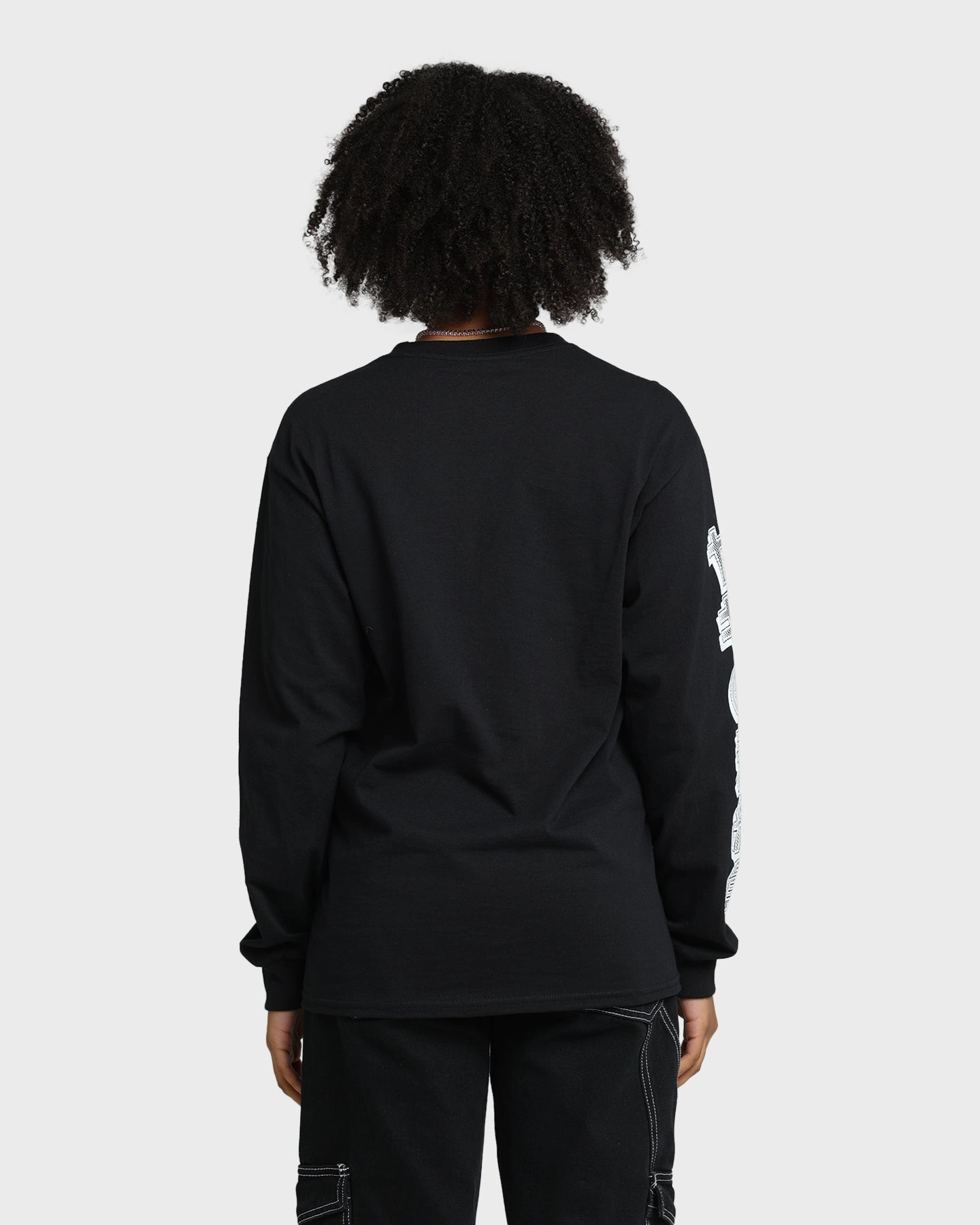 Reversible Design Concept Goat Crew Anime Long Sleeve T-Shirt Black