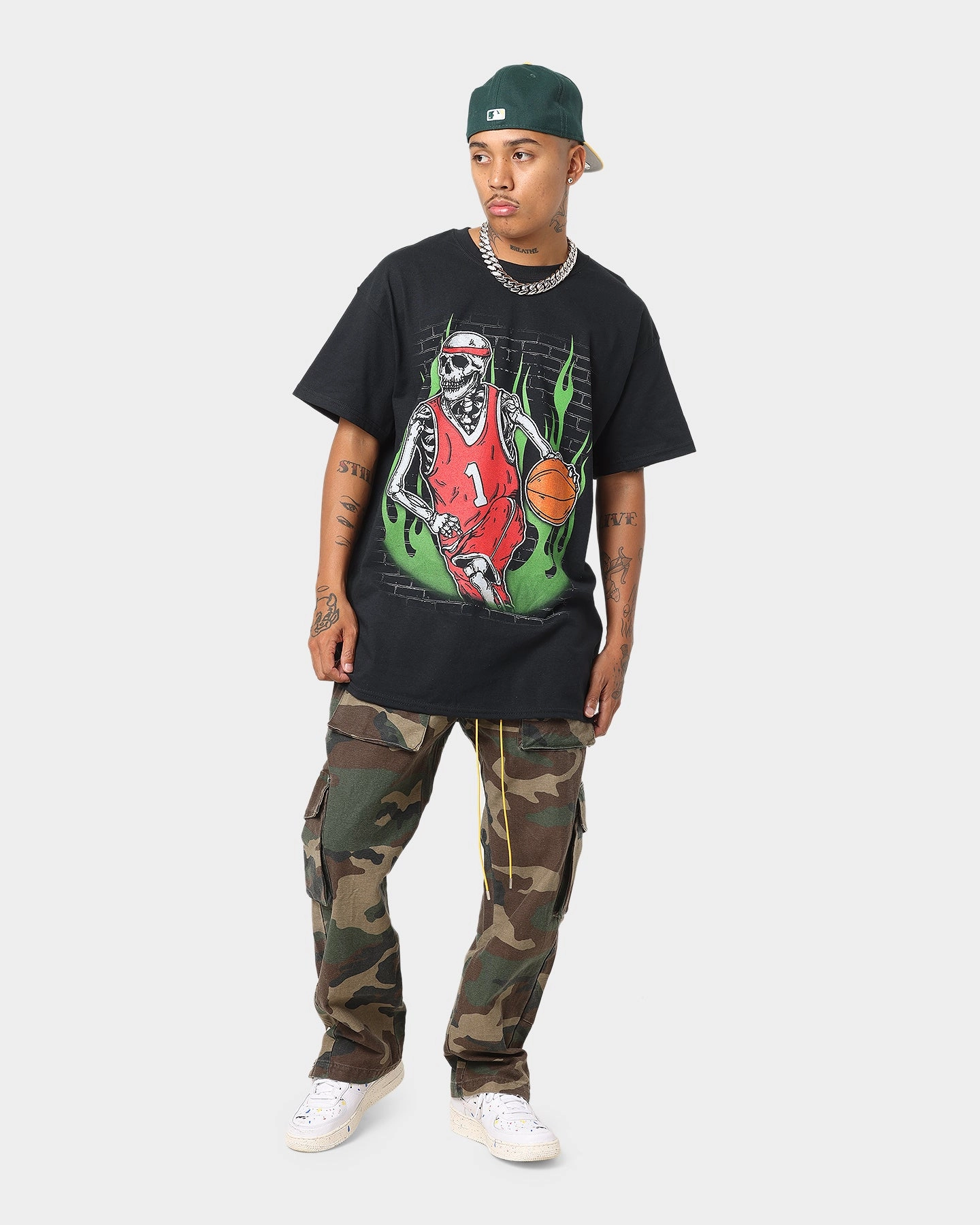 Geometric Pattern Goat Crew Ball For Life T-Shirt Black