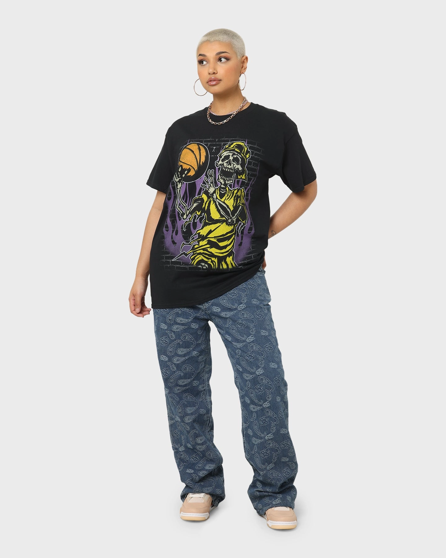 Trendy Vibes Goat Crew Baller Skeleton T-Shirt Black