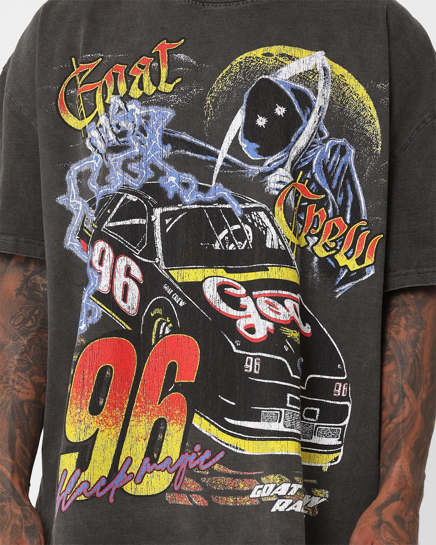 Goat Crew Black Magic #96 Heavyweight Vintage T-Shirt Black Wash ReinforcedHems