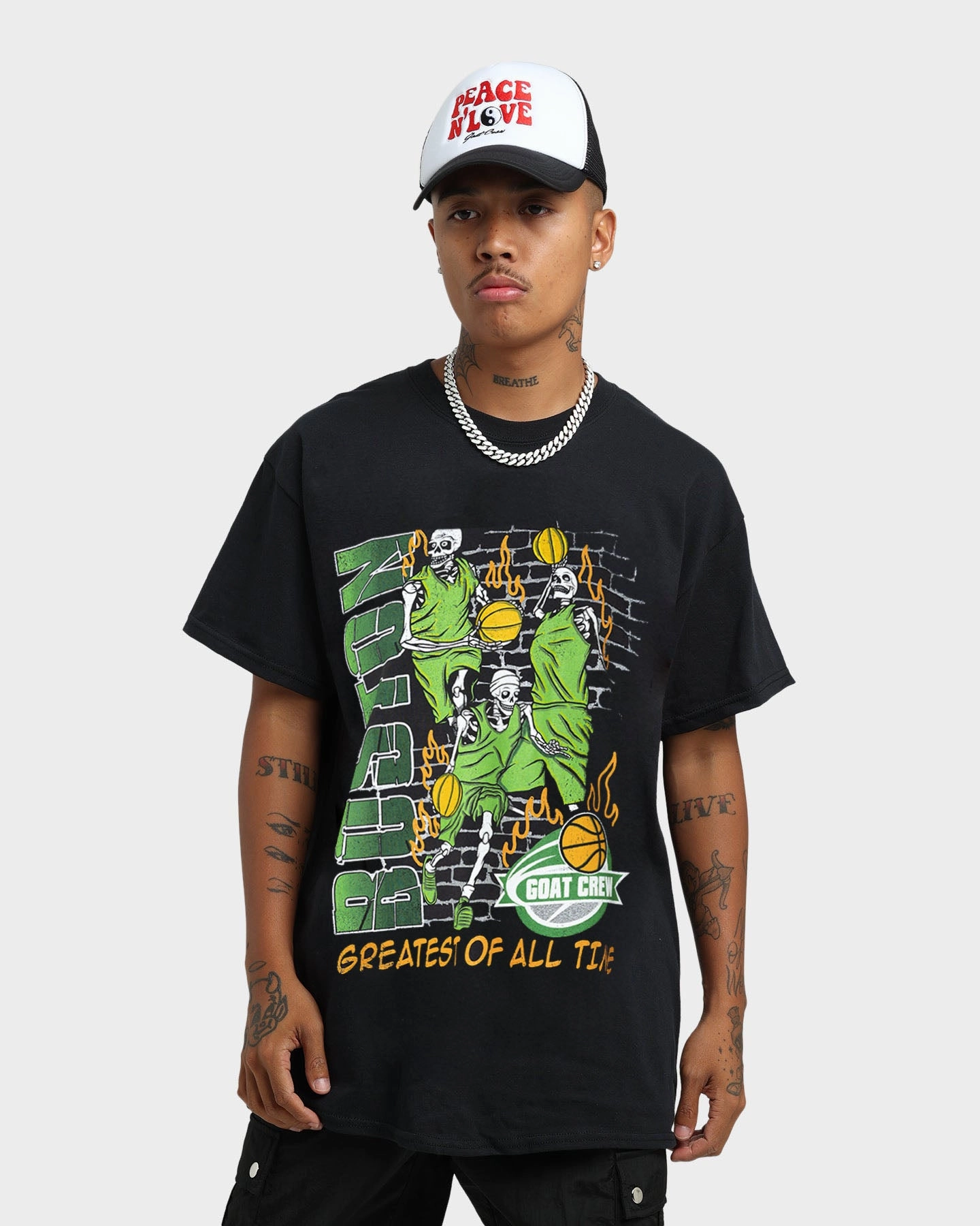 Simple Fashion Goat Crew Boston Finals Vintage T-Shirt Washed Black