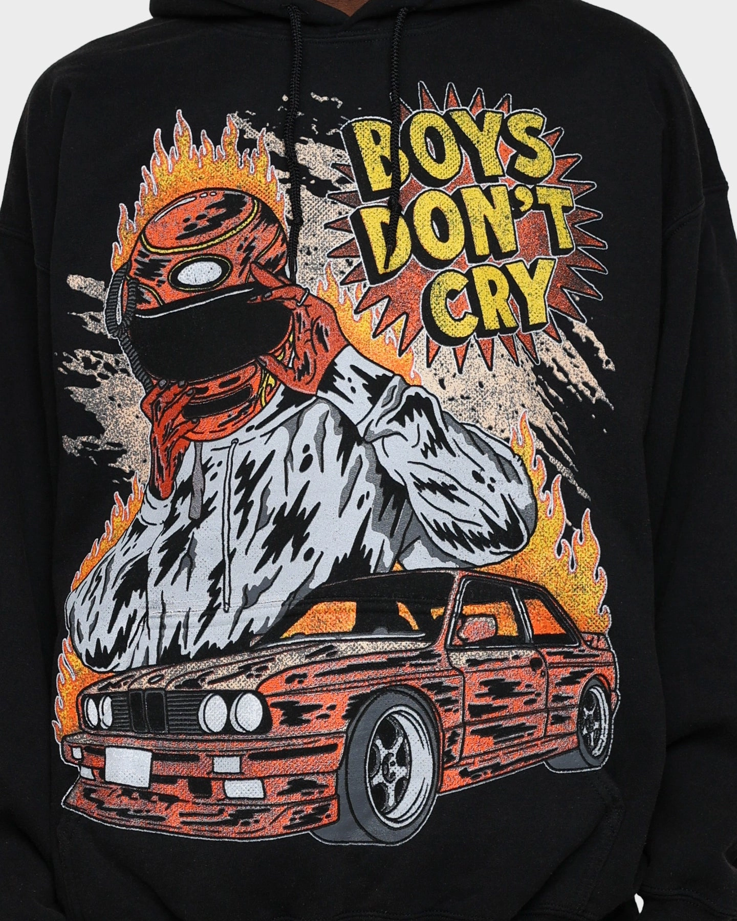 Goat Crew Boys Don't Cry Vintage Hoodie Black Wash Hidden Zipper Closure Temperature Regulating