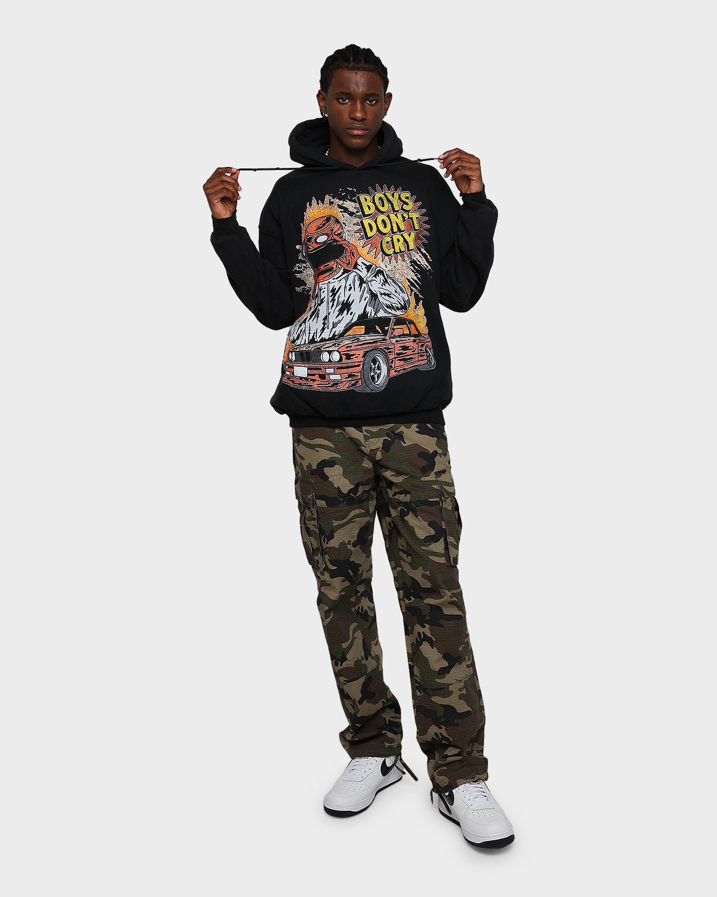 Ergonomic Pattern Goat Crew Boys Don't Cry Vintage Hoodie Black Wash