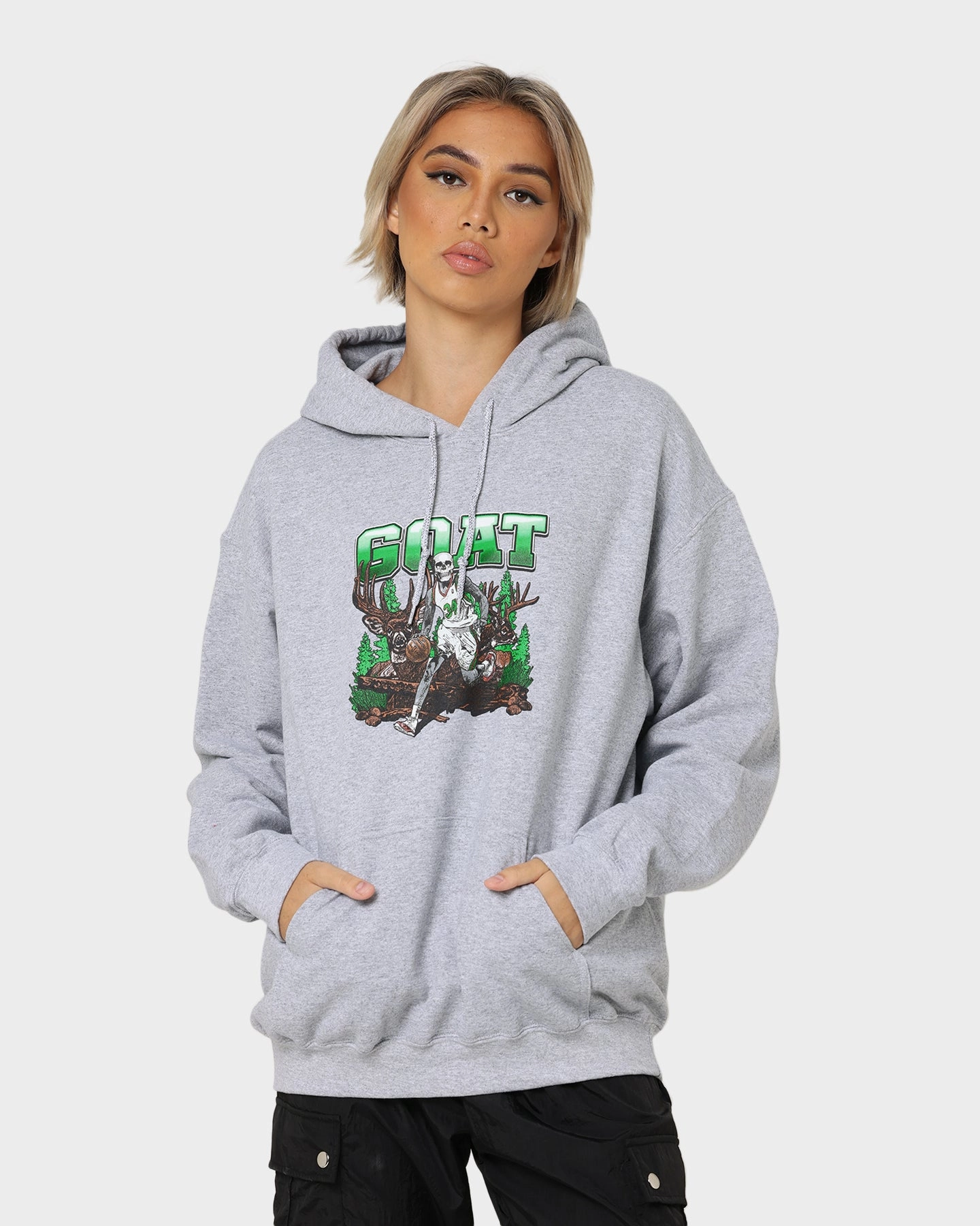 Goat Crew Buck Hunter Hoodie Grey Stylish Design Recharge