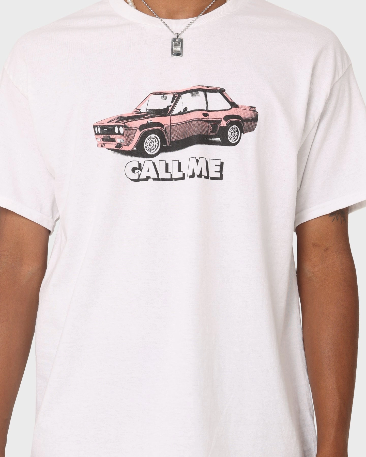 Playful Design Stretch Fabric Technology Goat Crew Call Me Vintage T-Shirt Off White