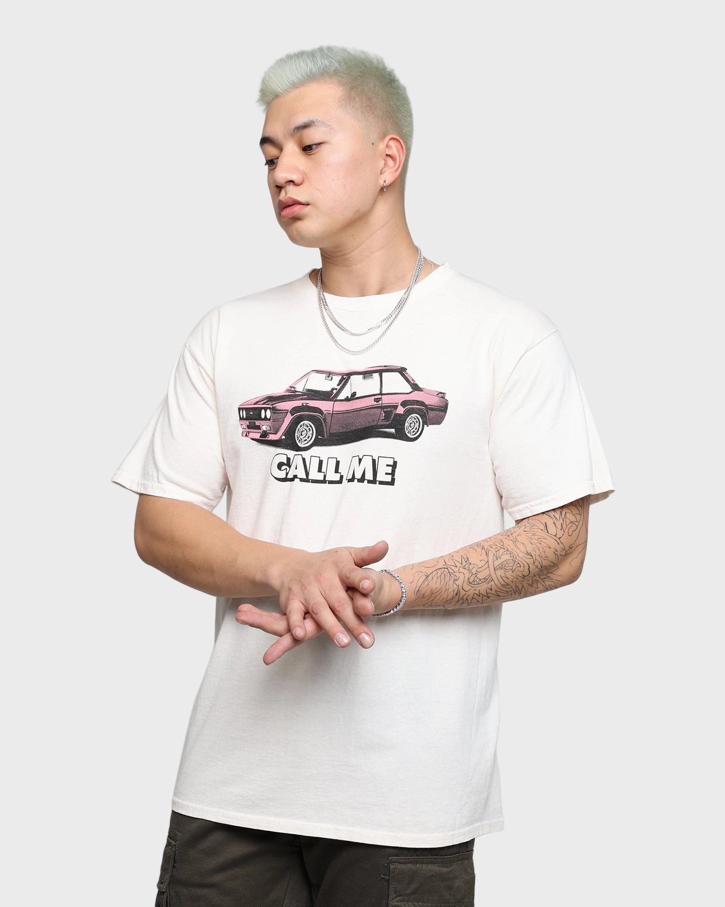 Breathable Style Minimalist Stitching Goat Crew Call Me Vintage T-Shirt Off White