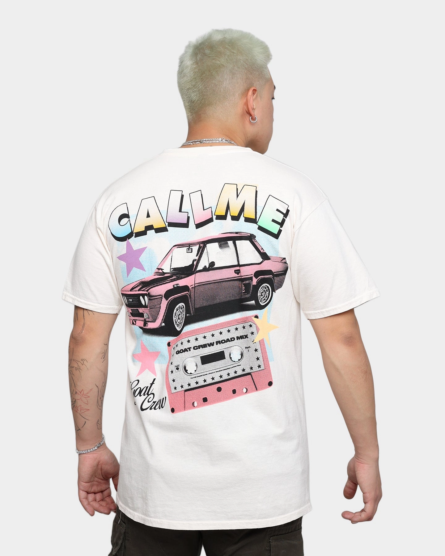 Yarn Dyed Fabric UV protected Goat Crew Call Me Vintage T-Shirt Off White