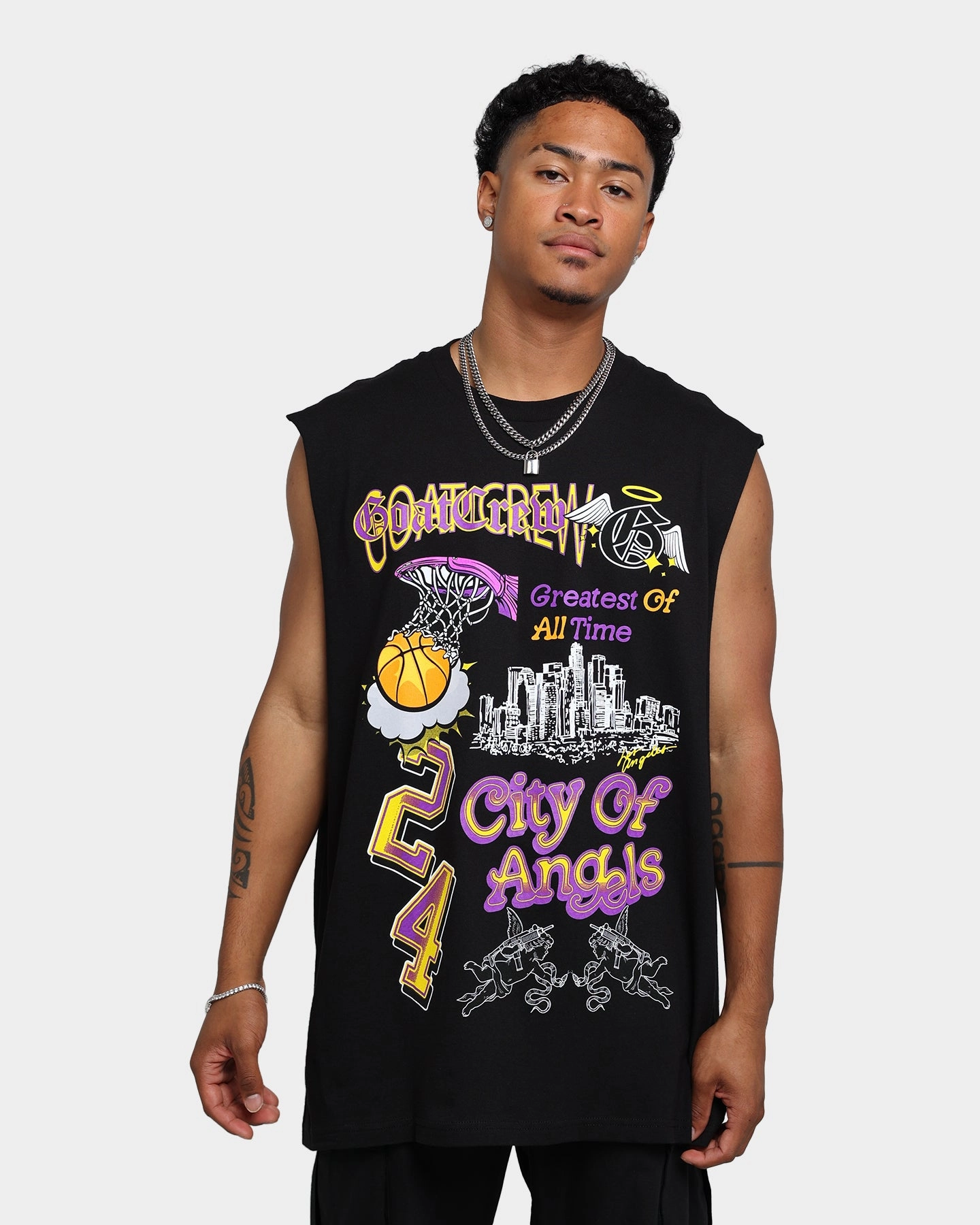 Bohemian freedom Vintage Look Goat Crew City Of Angels Muscle T-Shirt Black
