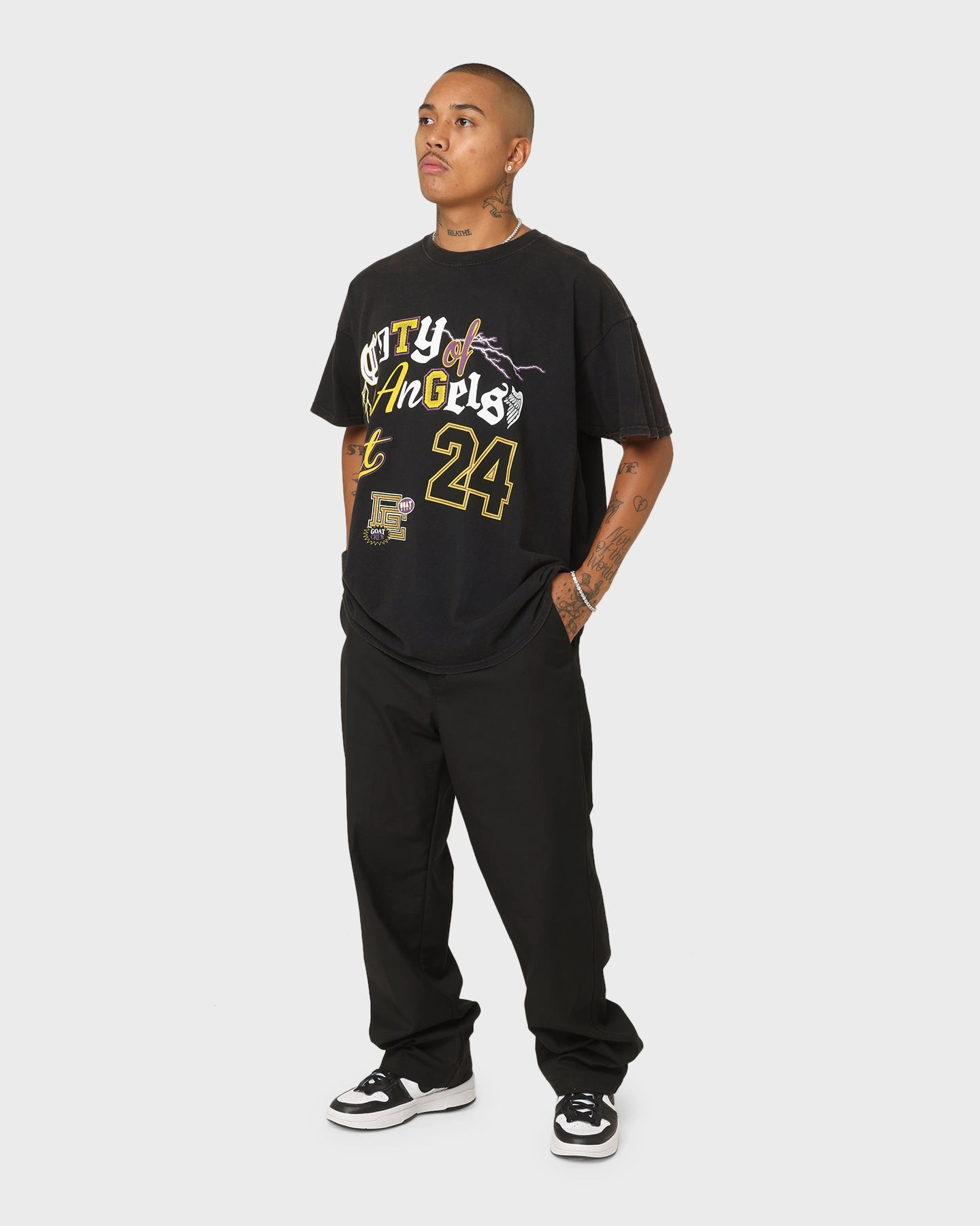elastic waistband Quality Layer Goat Crew City Of Angels Vintage T-Shirt Black Wash