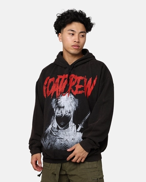 Time Mouthwash Goat Crew Crazed Vintage Hoodie Black Wash