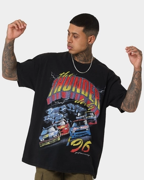 Goat Crew Derby '96 Ultra Vintage T-Shirt Washed Black Multi Directional Stretch Playful Prints