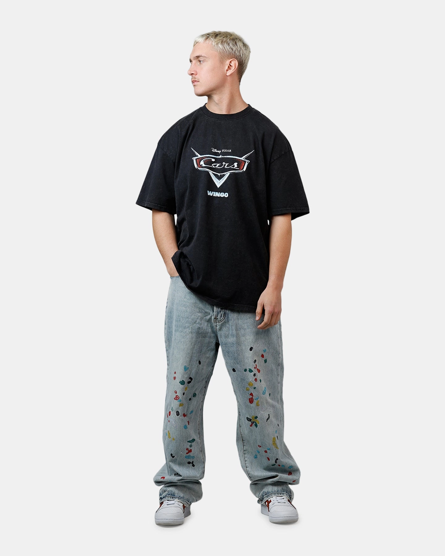 Goat Crew Disney And Pixar Cars Wingo Vintage T-Shirt Black Acidwash Travel Fashion Trendy