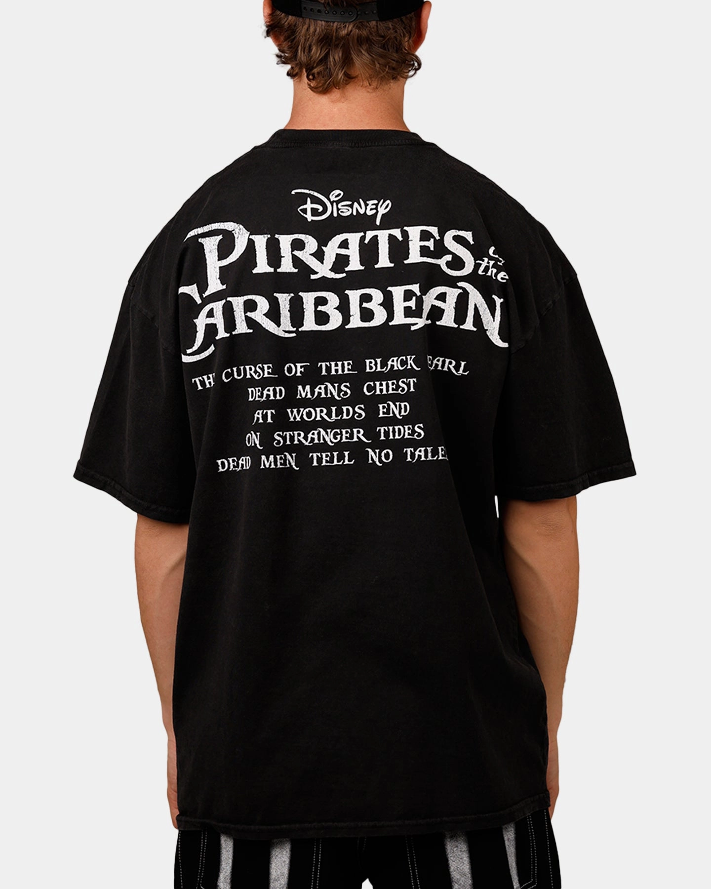 Crew Neck Design Ribbed collar Goat Crew Disney Pirates Of The Caribbean Jack Sparrow Heavy T-Shirt Vintage Black