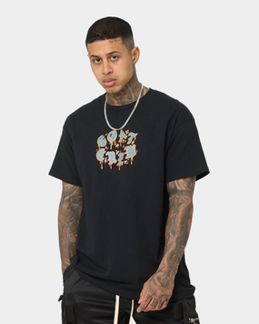 City Smart Active Style Goat Crew Drip Logo T-Shirt Black/Blue/Orange