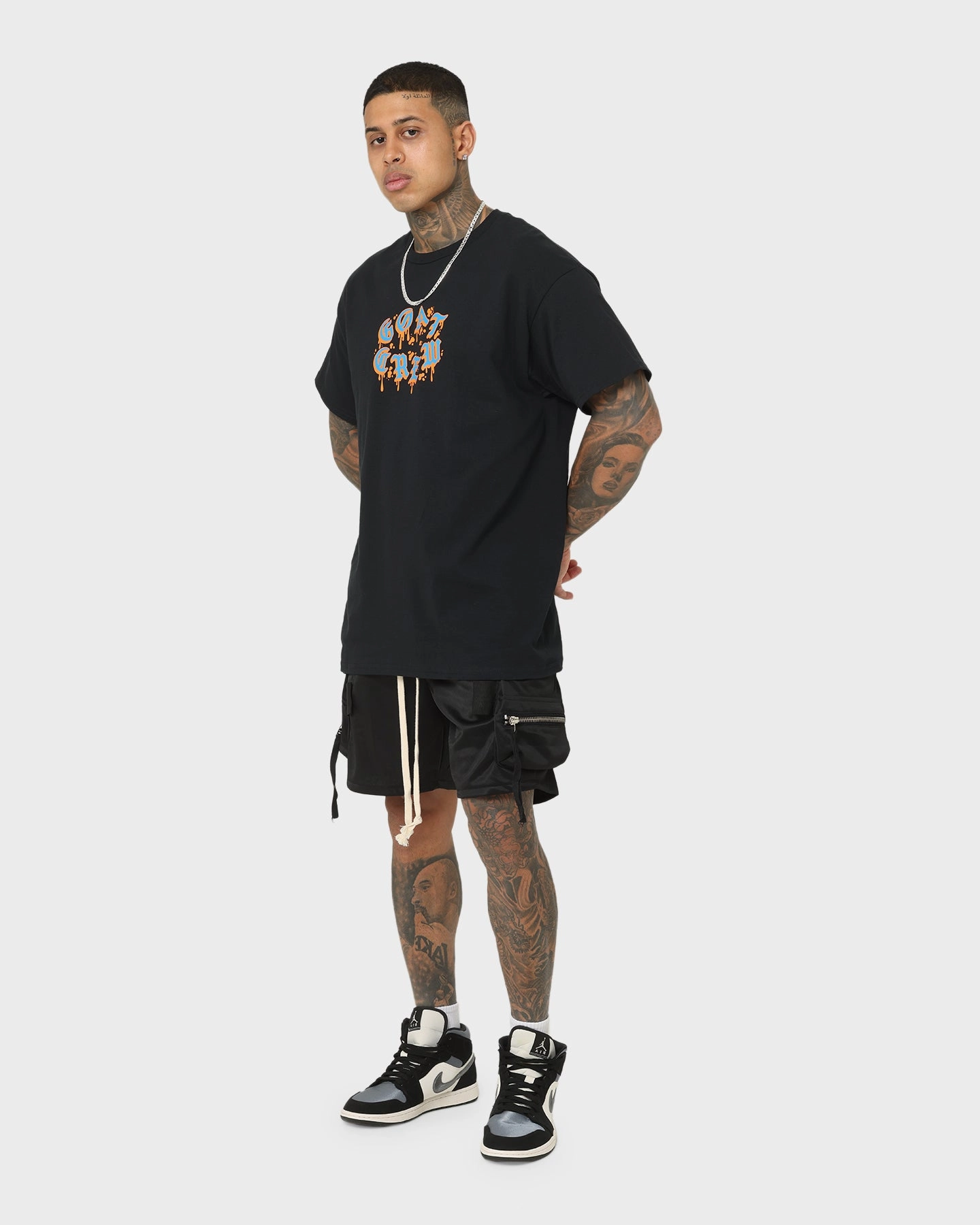 Goat Crew Drip Logo T-Shirt Black/Blue/Orange Unisex Core Essential Wear