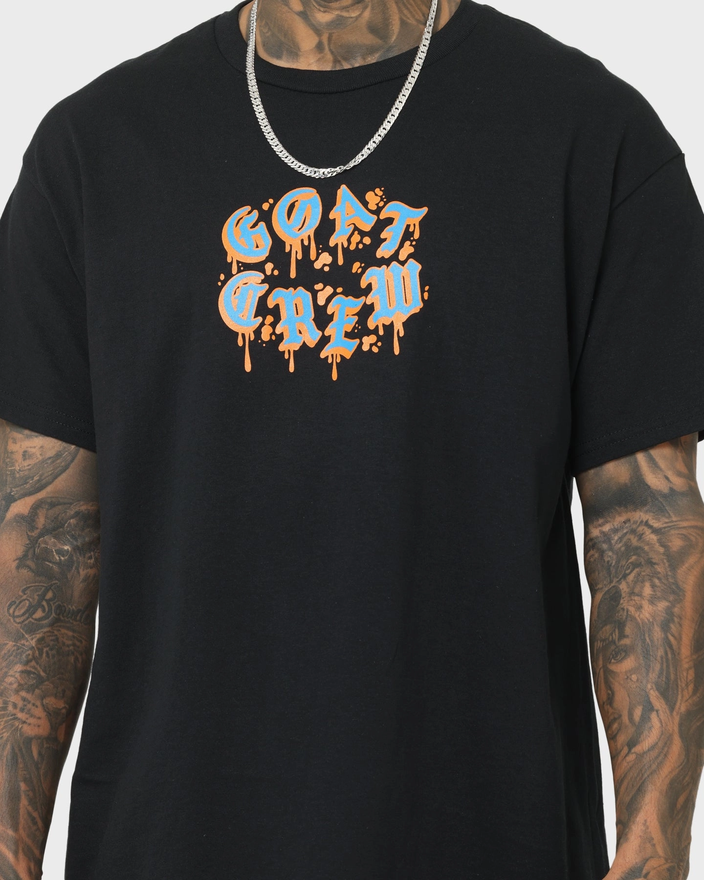 AntiStaticFinish Goat Crew Drip Logo T-Shirt Black/Blue/Orange