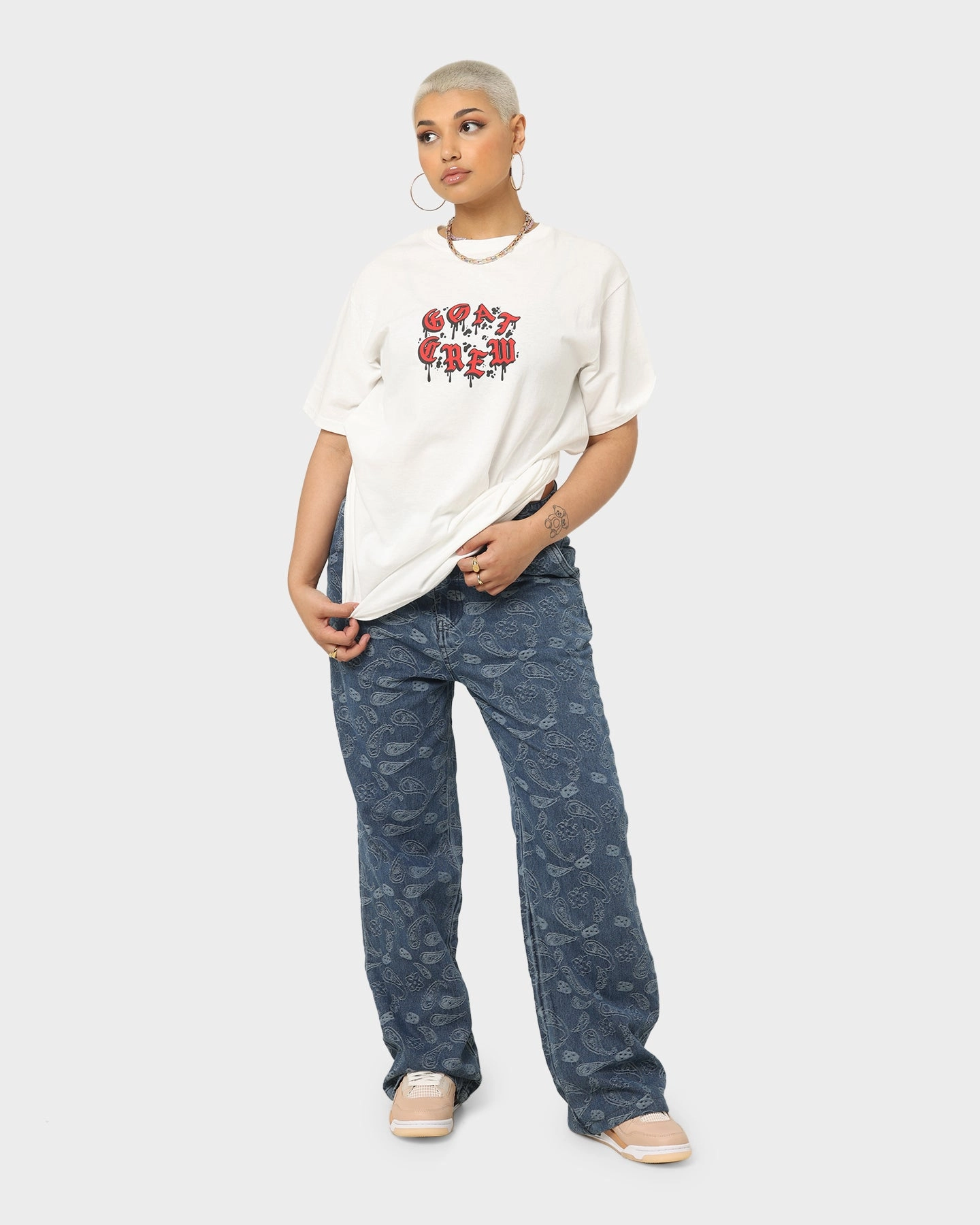 Goat Crew Drip Logo T-Shirt White/Red contrast