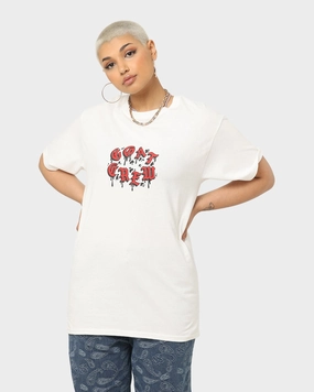 Goat Crew Drip Logo T-Shirt White/Red Reversible Design Concept Short Sleeve