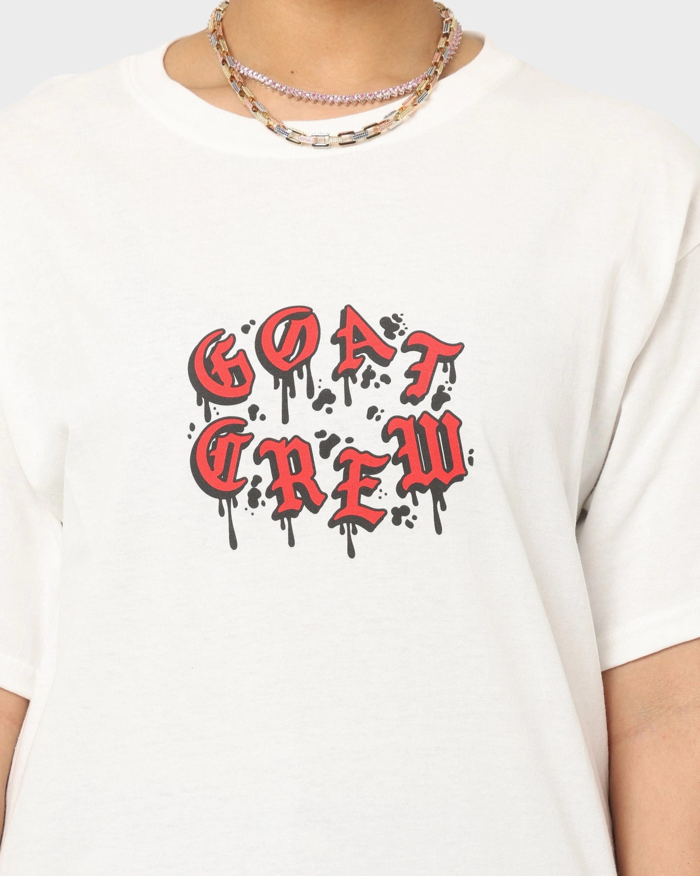 Comfy Casual Wear Light Style Trend Goat Crew Drip Logo T-Shirt White/Red