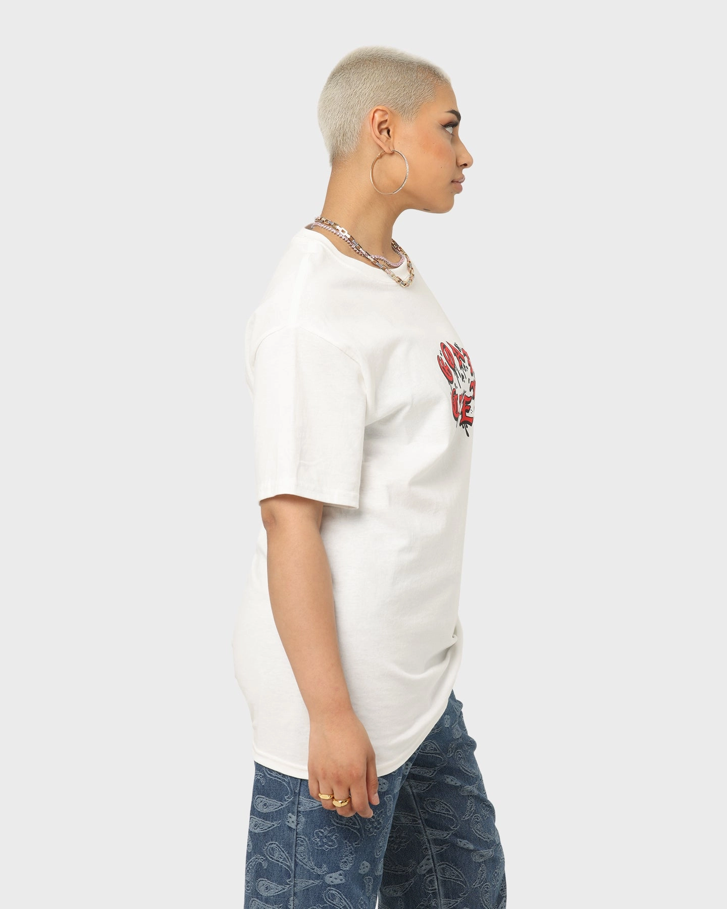 Goat Crew Drip Logo T-Shirt White/Red Perfect for Workouts Minimal Comfort Style