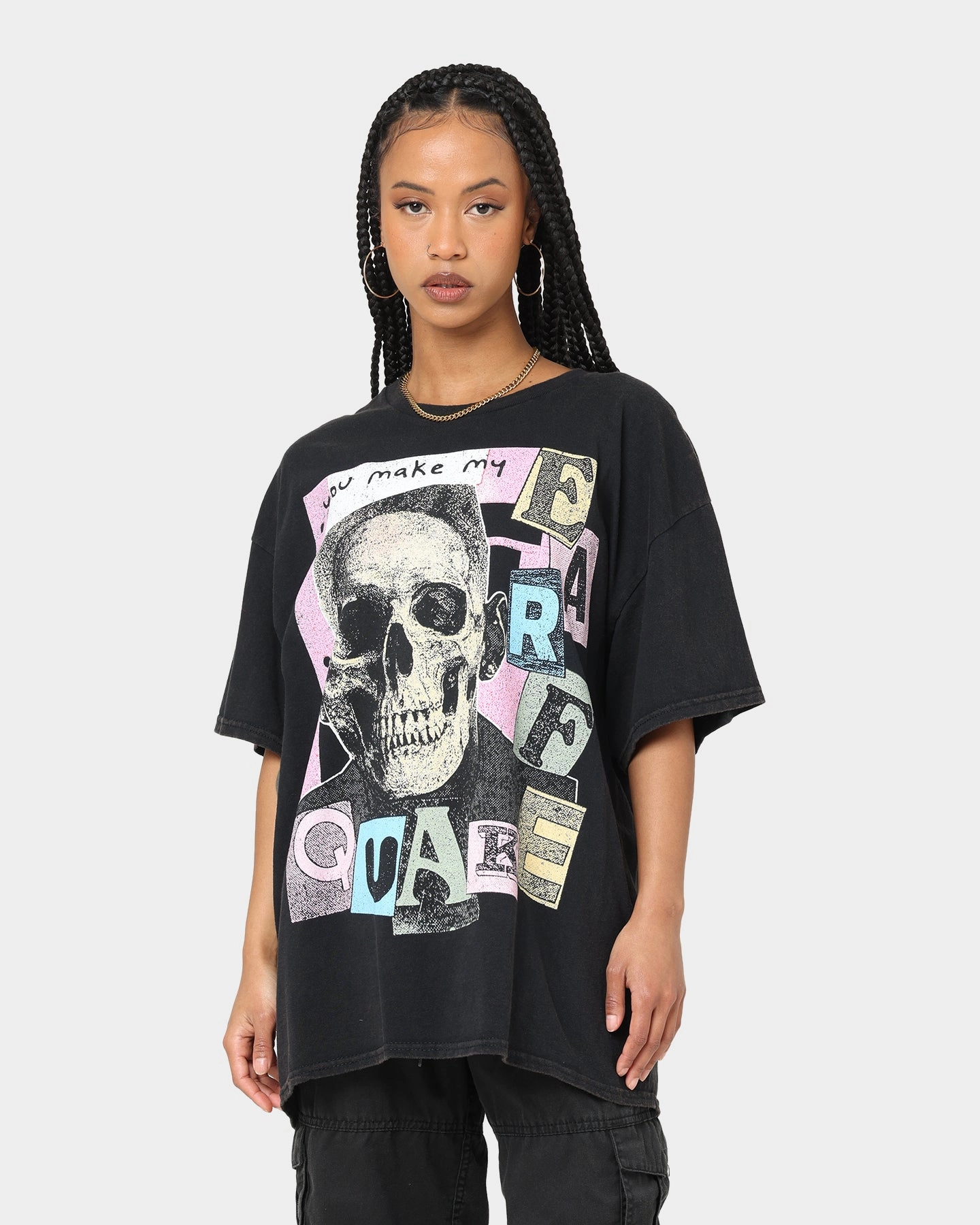 Goat Crew Earfquake Skull Vintage T-Shirt Black Wash Everyday Style Trend