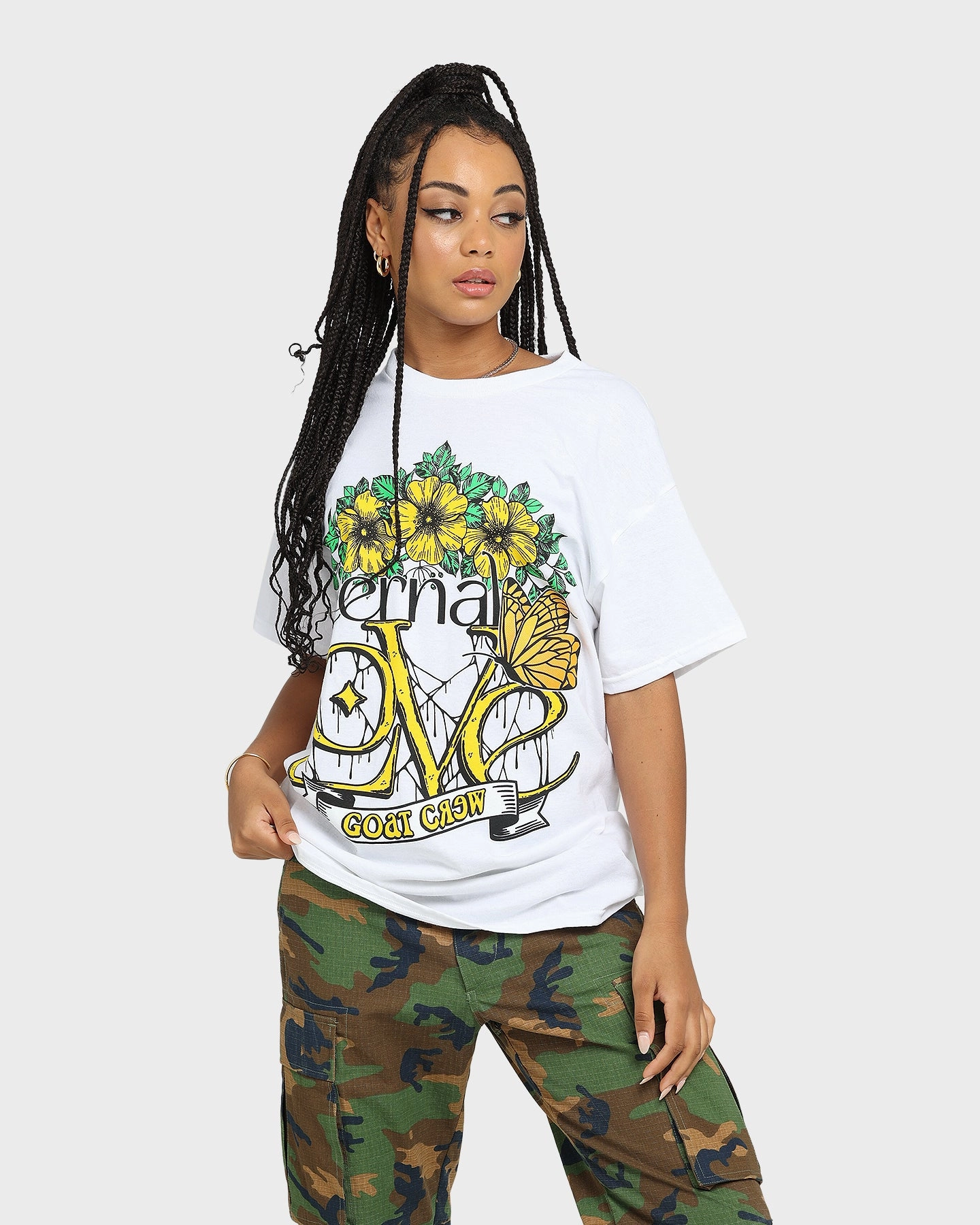 Goat Crew Eternal Love Vintage T-Shirt White Sporty Fashion Stylish Casual