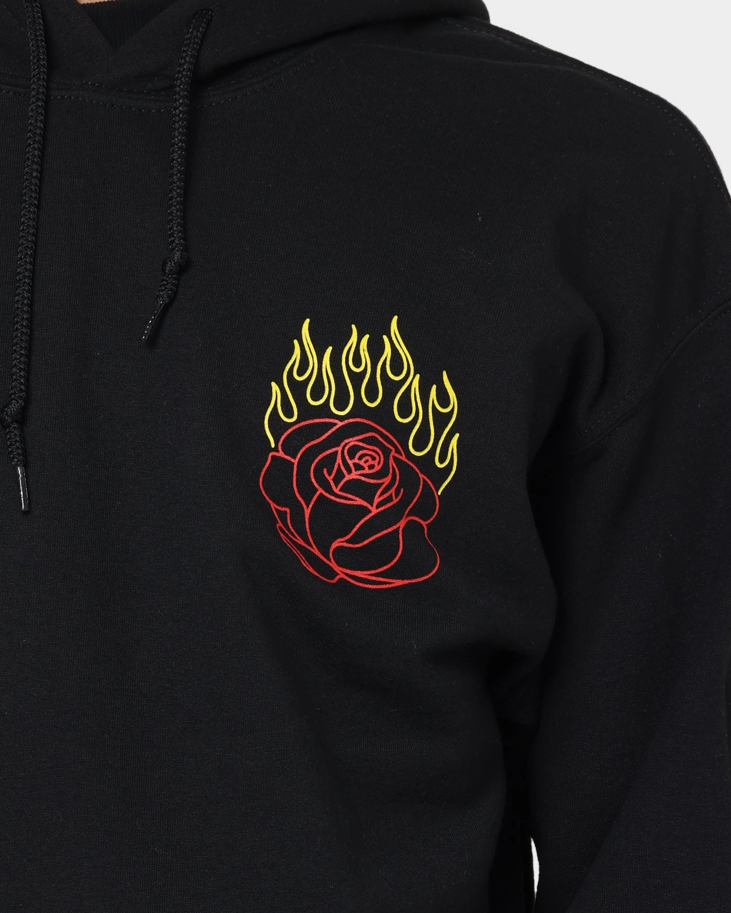 suitable for cultural festivals High Visibility Elements Goat Crew Fire Rose Hoodie Black