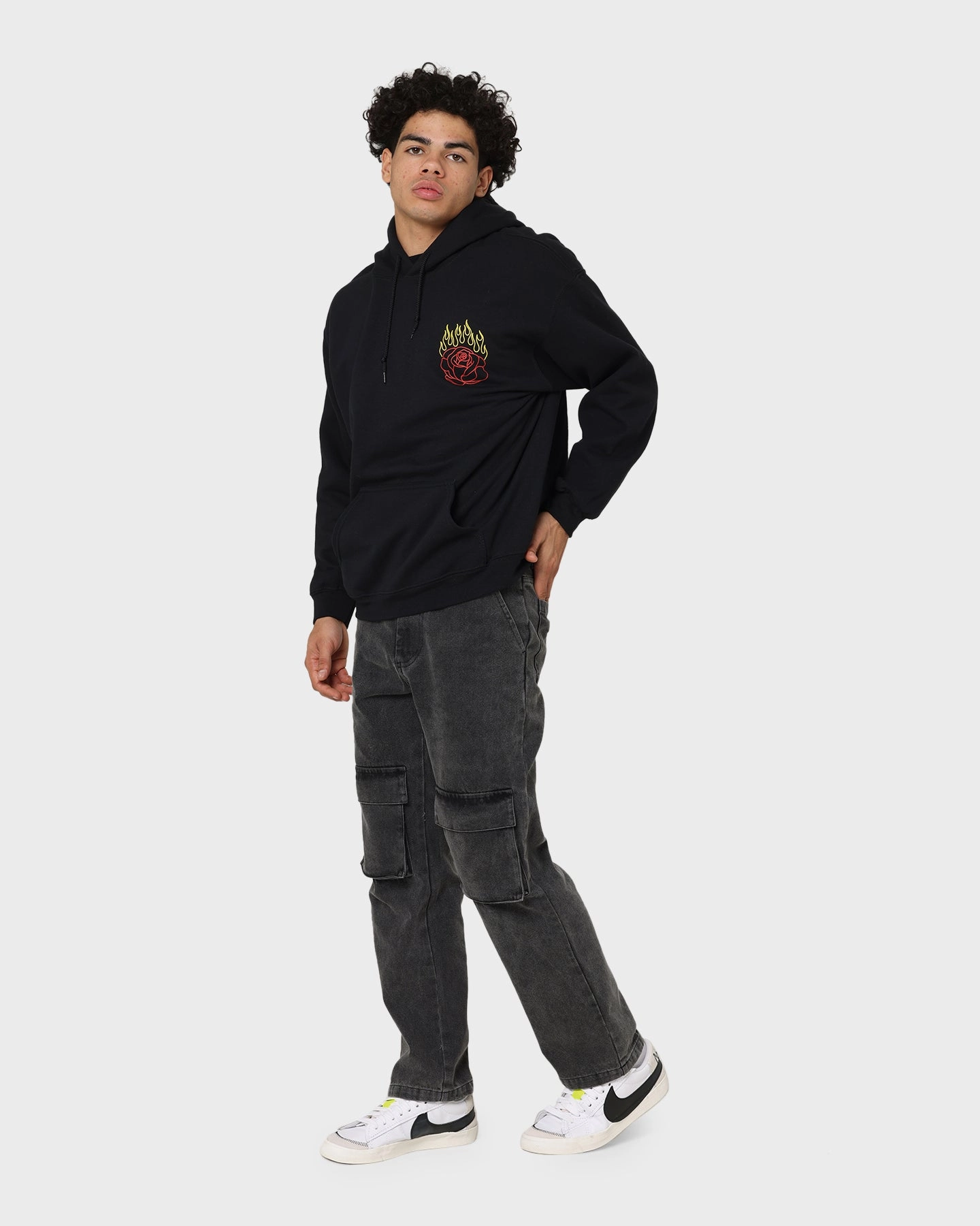 Goat Crew Fire Rose Hoodie Black Nano Coated Fabric
