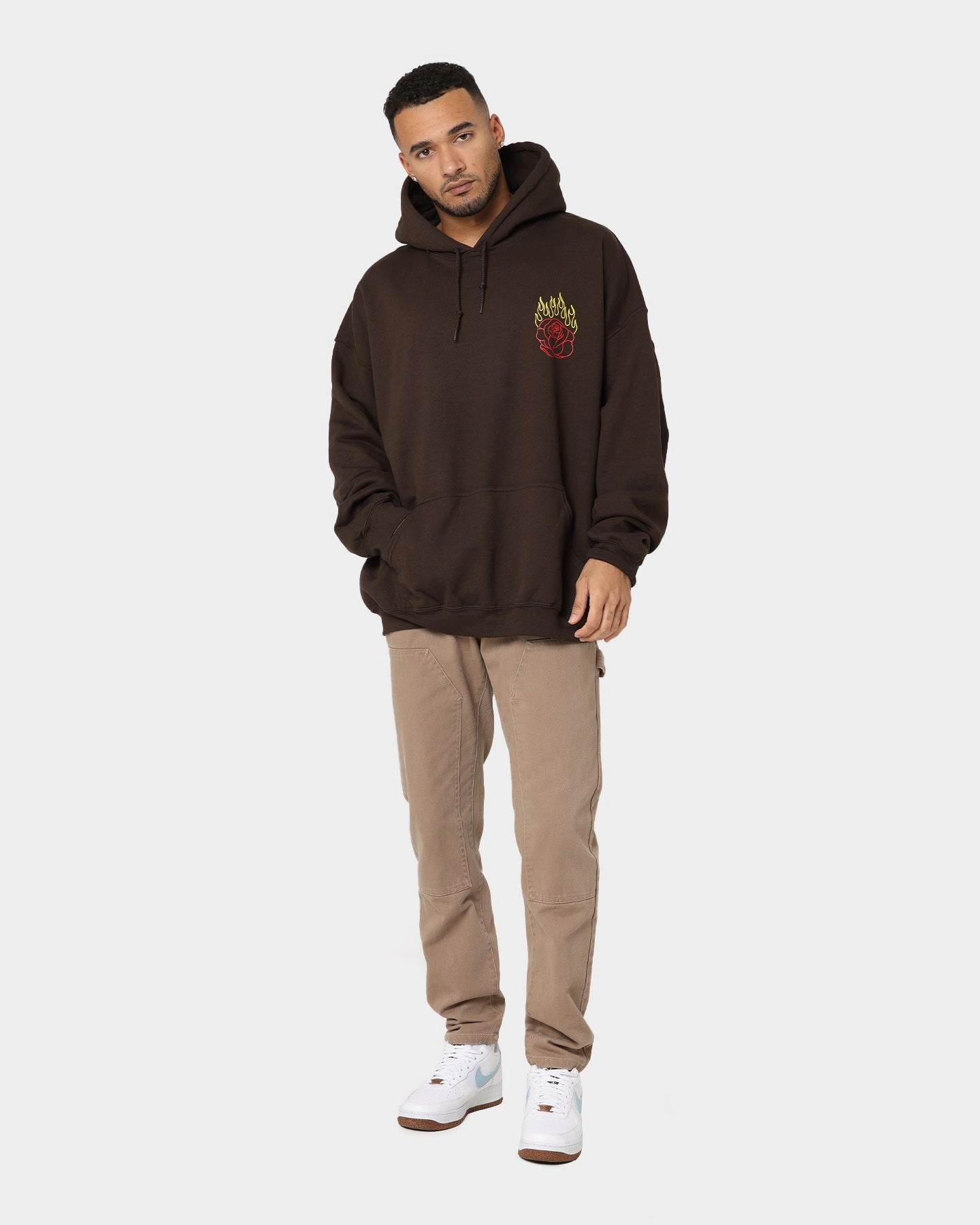 starlight Stretchable Goat Crew Fire Rose Hoodie Brown