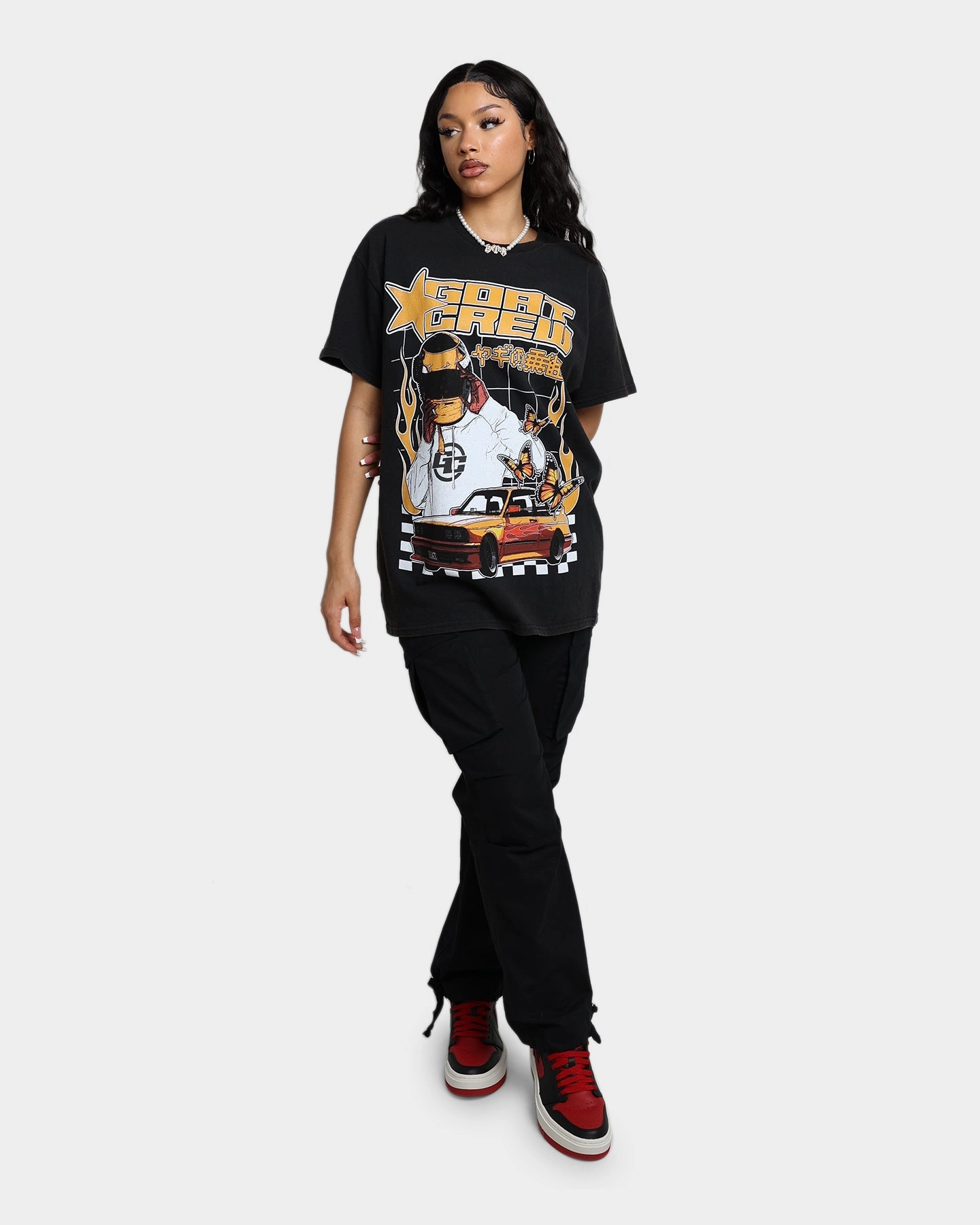 Goat Crew Flaming Racer Vintage T-Shirt Black Wash Easy Fit Perfect Fit Wear
