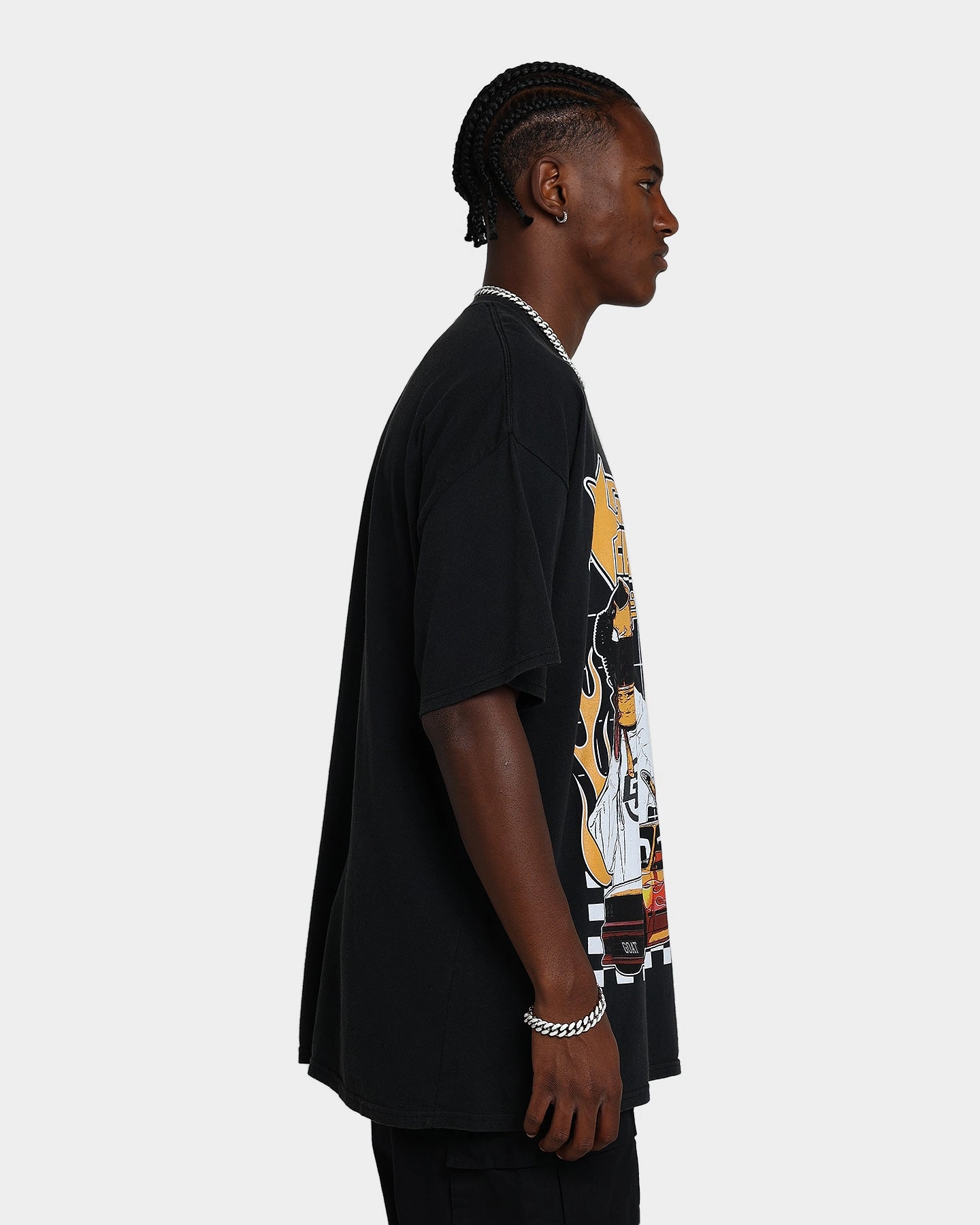 Effortless Look Goat Crew Flaming Racer Vintage T-Shirt Black Wash