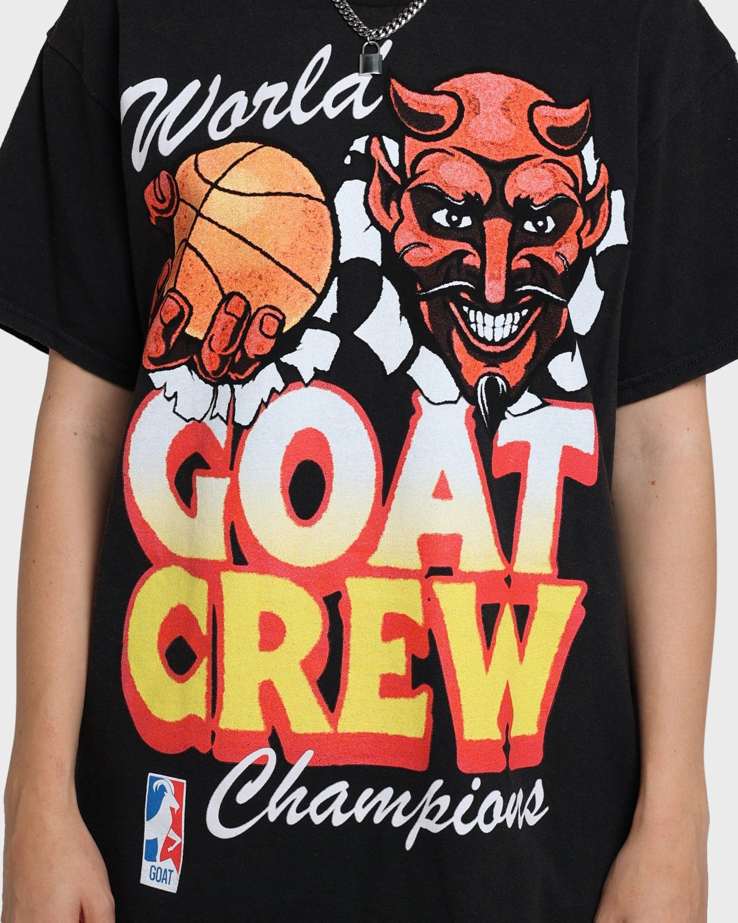 Goat Crew Goat Crew World Champs Vintage T-Shirt Washed Black Breathable Design Fashion Essential