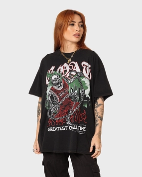 Goat Crew Goat Skull Vintage T-Shirt Black Wash Simple Comfort Wear