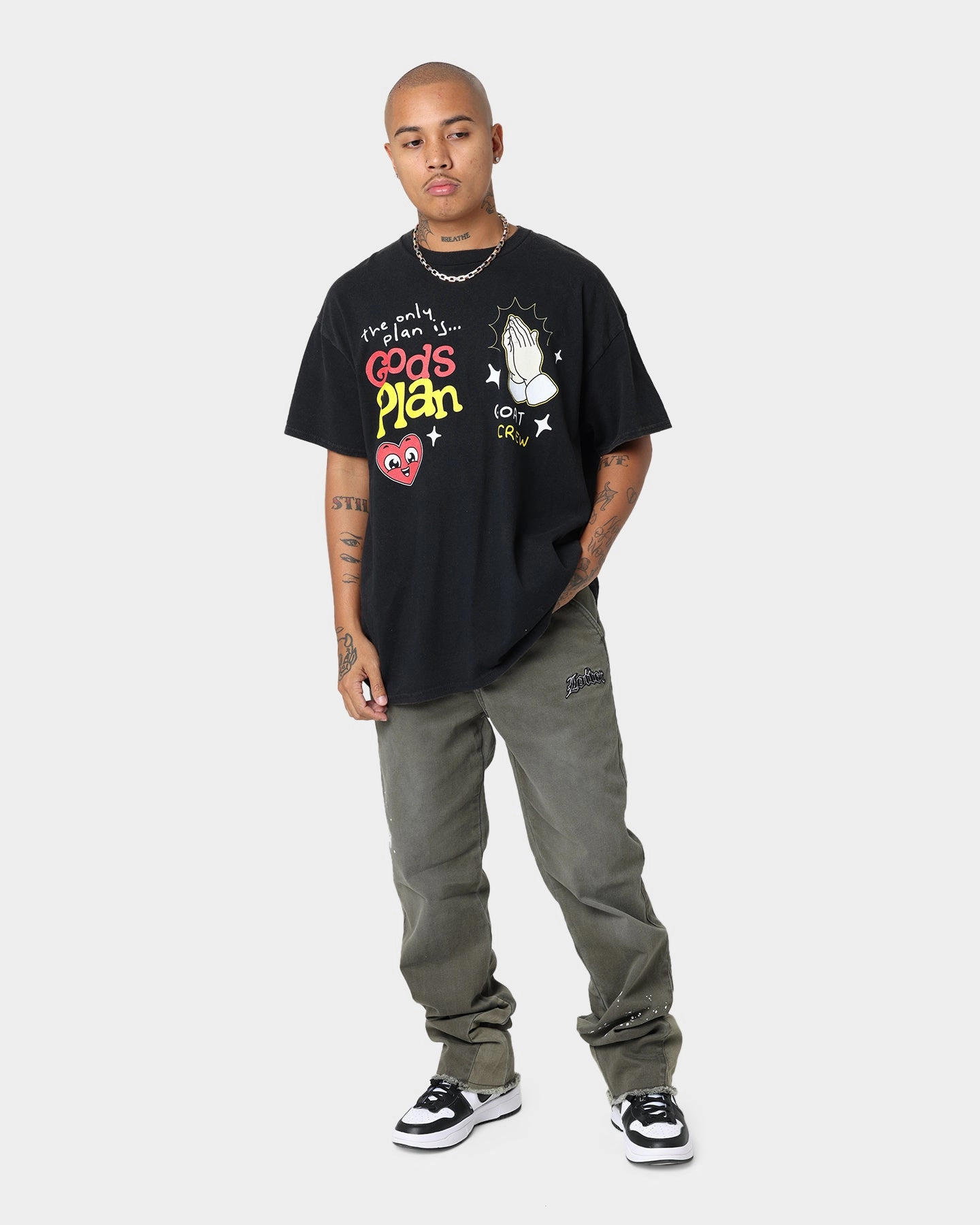Everyday Look Perfect for Travel Goat Crew Godsplan T-Shirt Washed Black