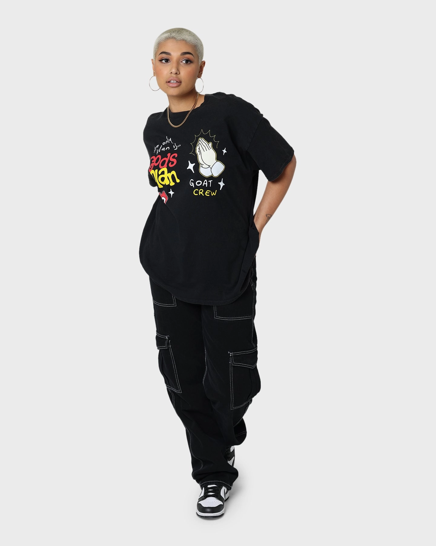 Goat Crew Godsplan T-Shirt Washed Black Soft Comfort Wear Adult sophistication