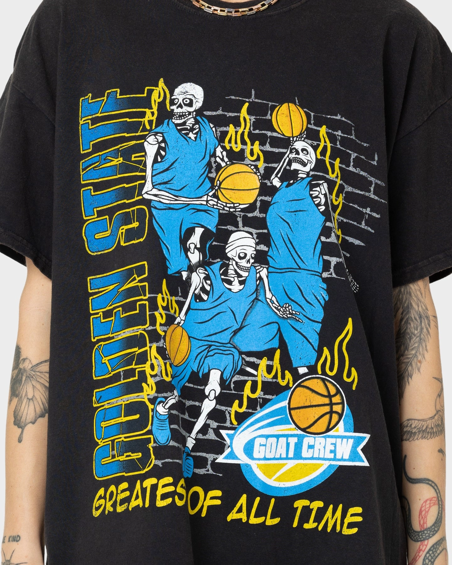 Soft & Smooth Goat Crew Golden Finals Vintage T-Shirt Washed Black