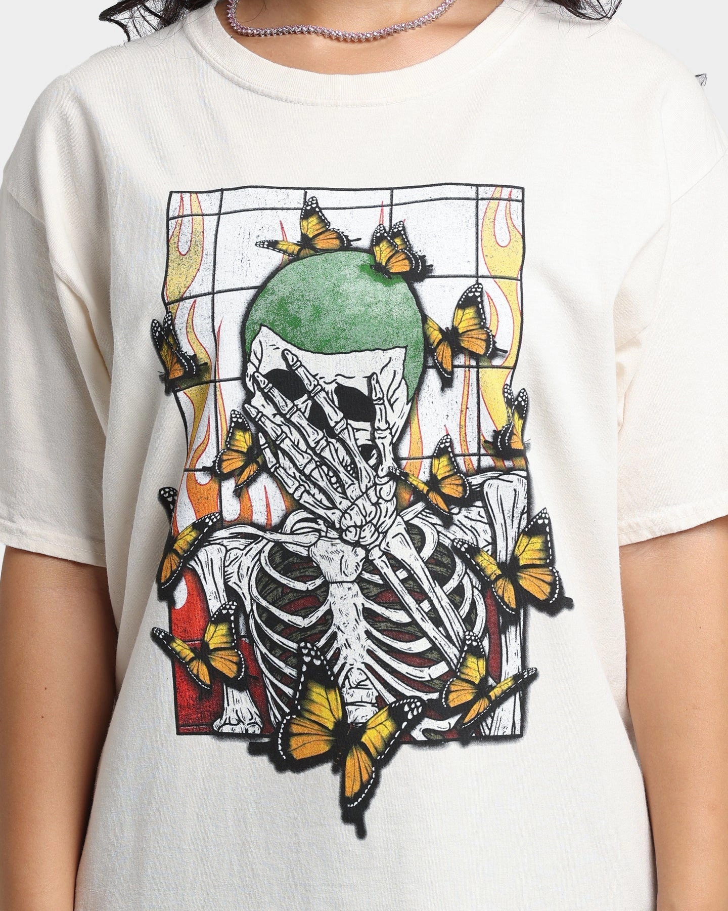Goat Crew Green Skeleton Vintage T-Shirt Off White Chill Style